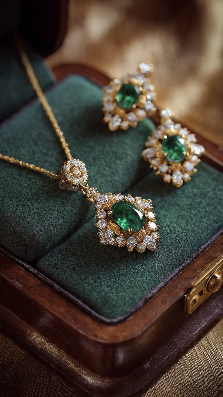 Jade necklace and earring set