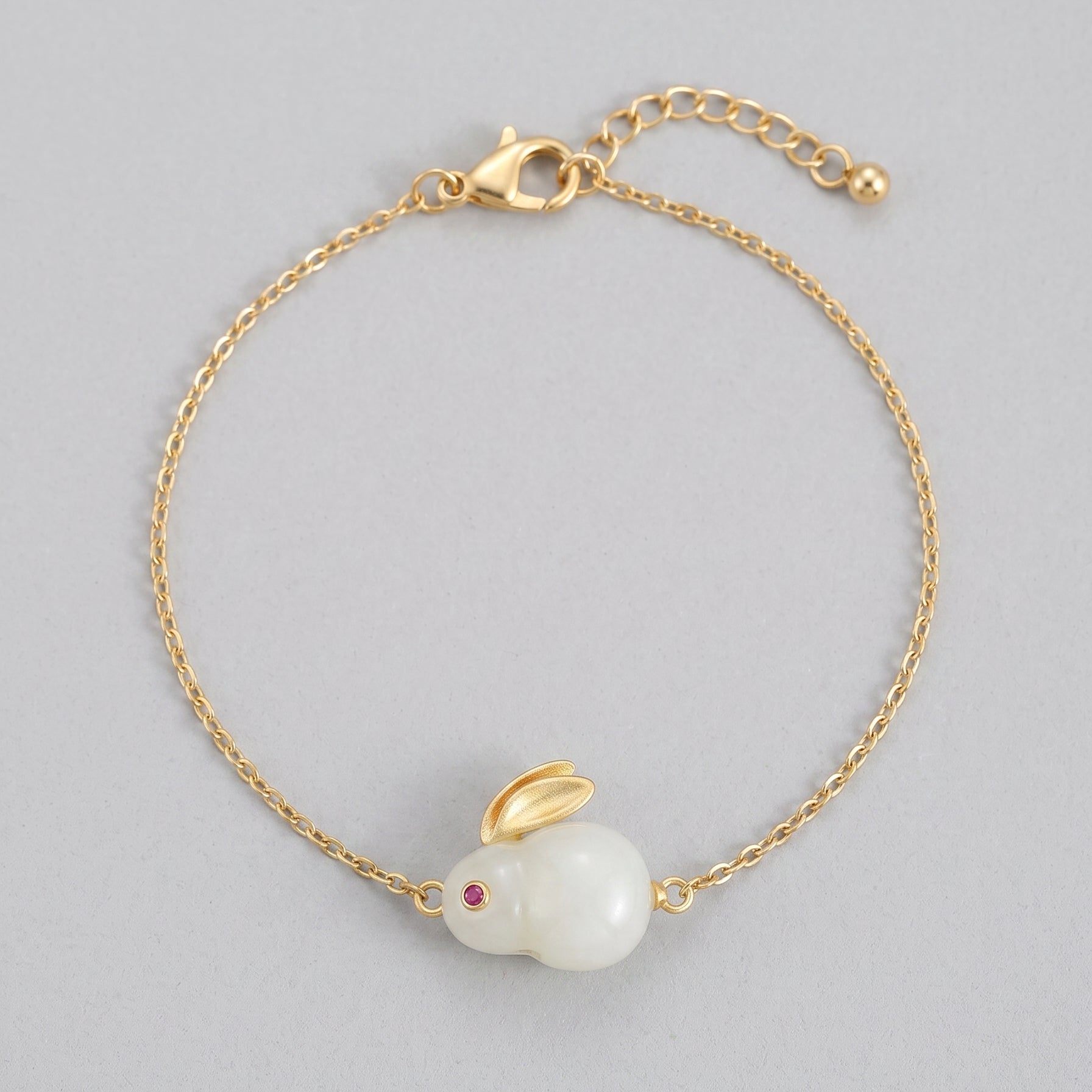 Moonglow — Light Green Jade Rabbit Bracelet