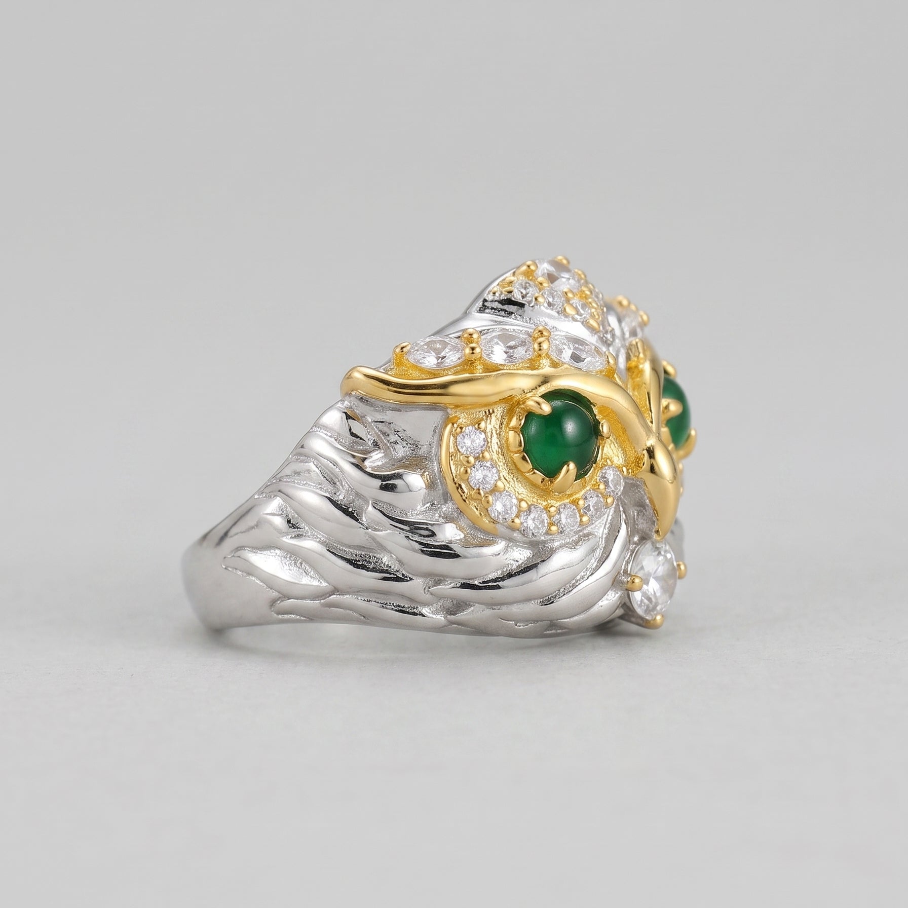 Night Watch — Icy Jade Owl Ring