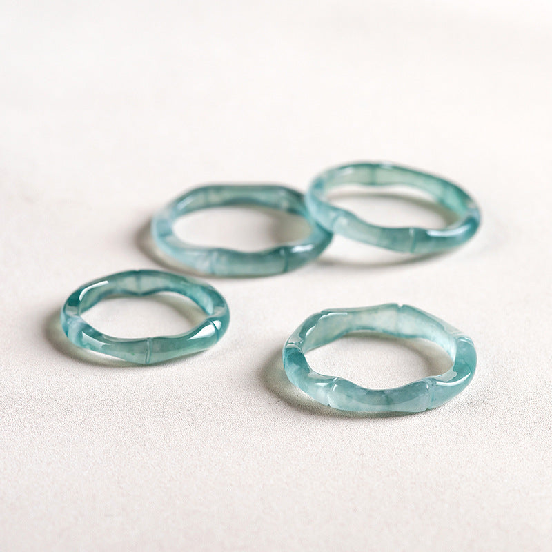 After Rain — Blue Jade Bamboo Ring - 12