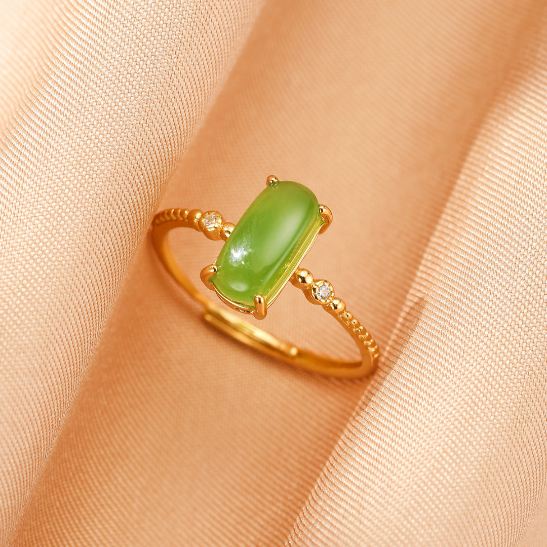 Jade Ring - Calming Aura, Gold Plated Silver