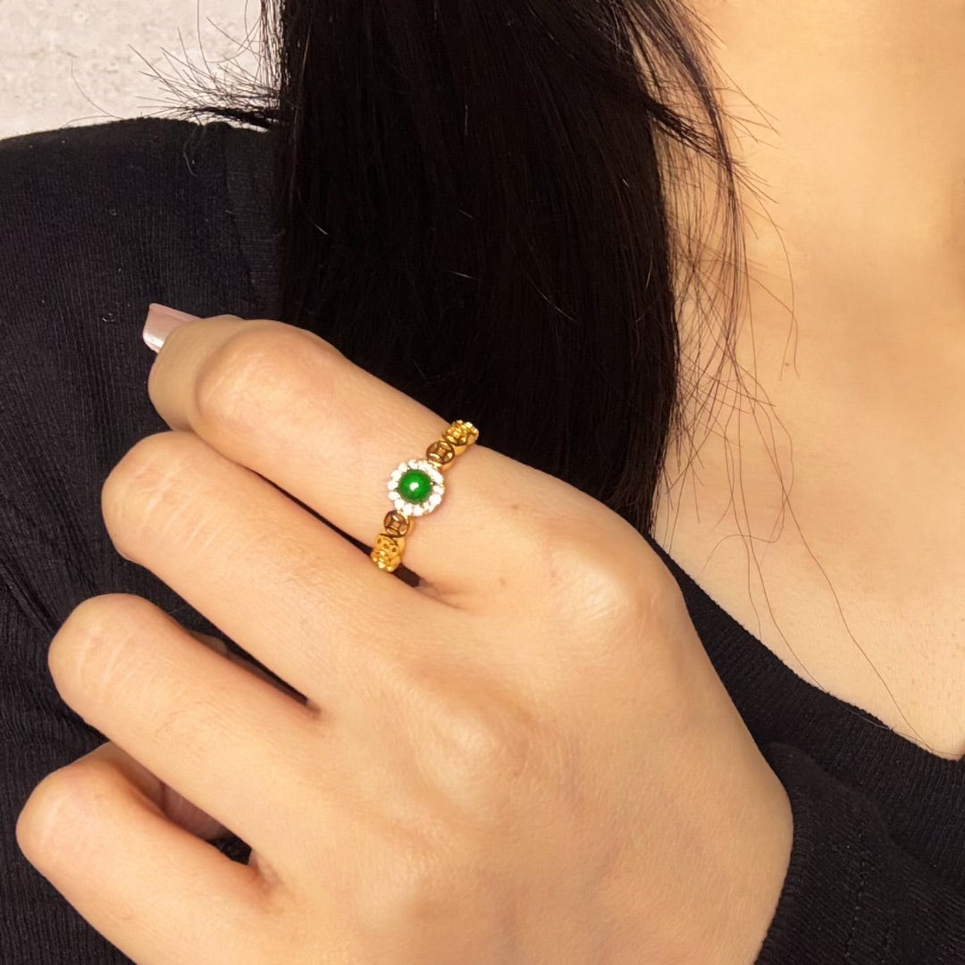 Jade Ring – Celestial Harmony, Gold Plated Silver