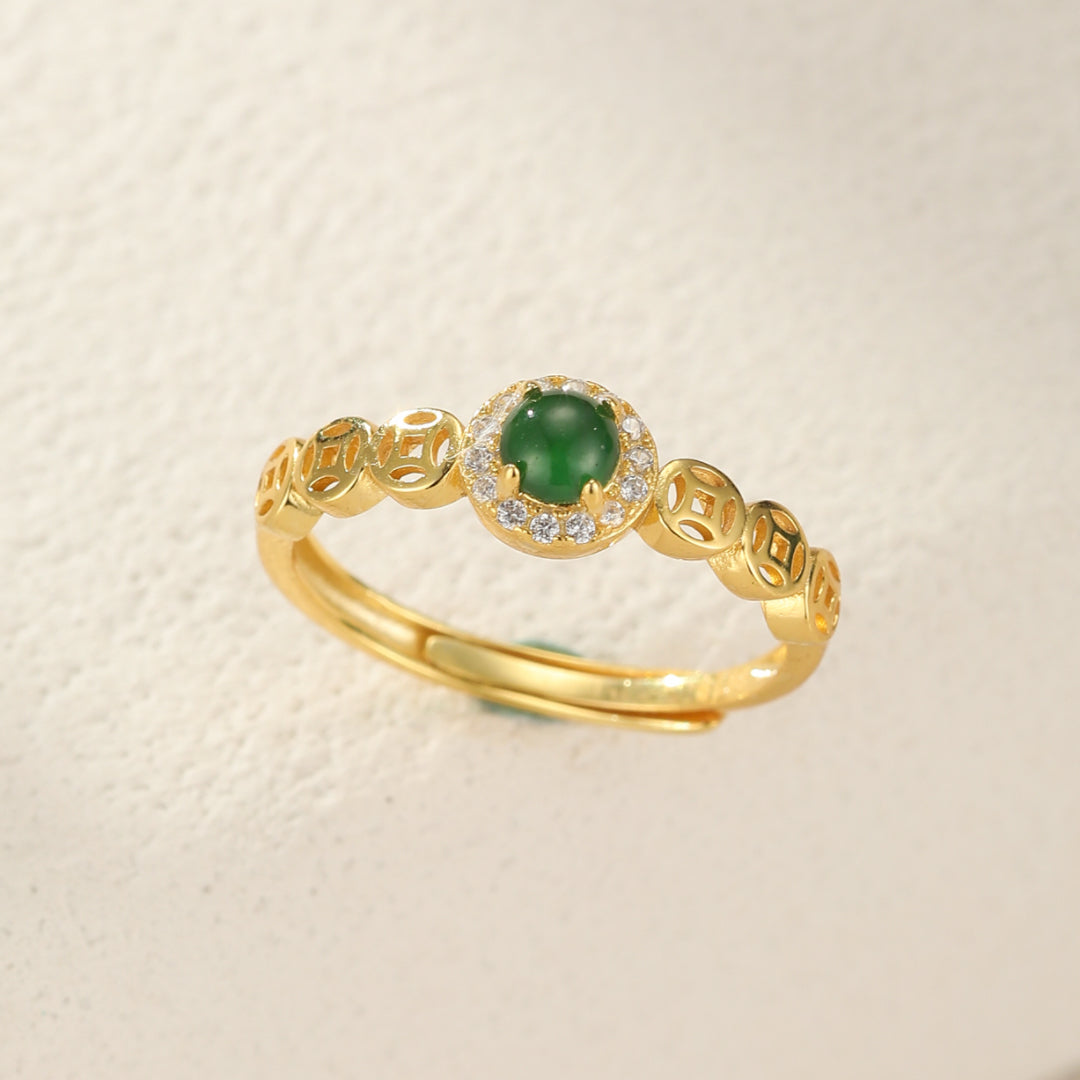 Jade Ring – Celestial Harmony, Gold Plated Silver