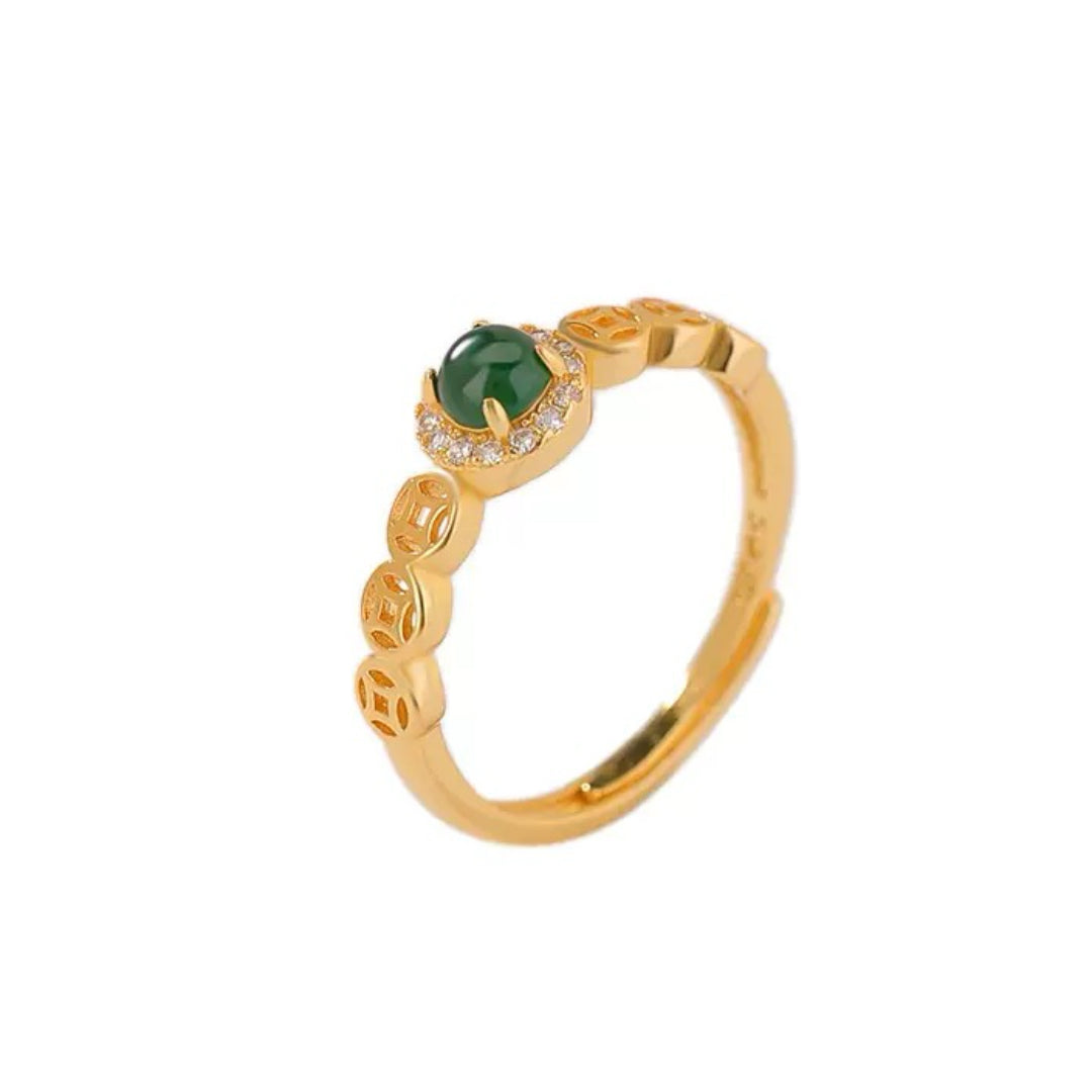 Jade Ring – Celestial Harmony, Gold Plated Silver