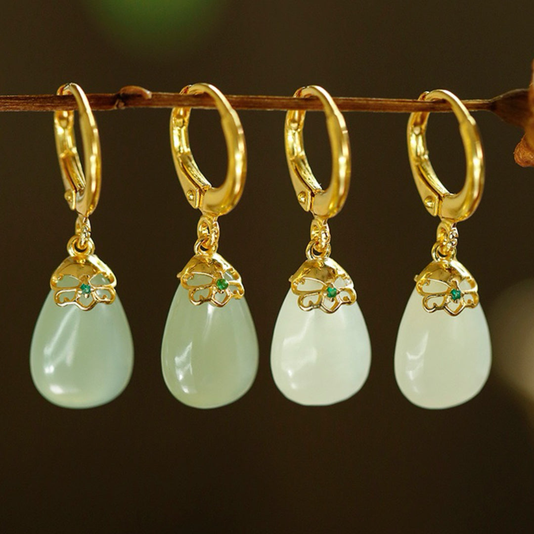 Jade Earrings – Soothing Aura, Gold Plated Silver