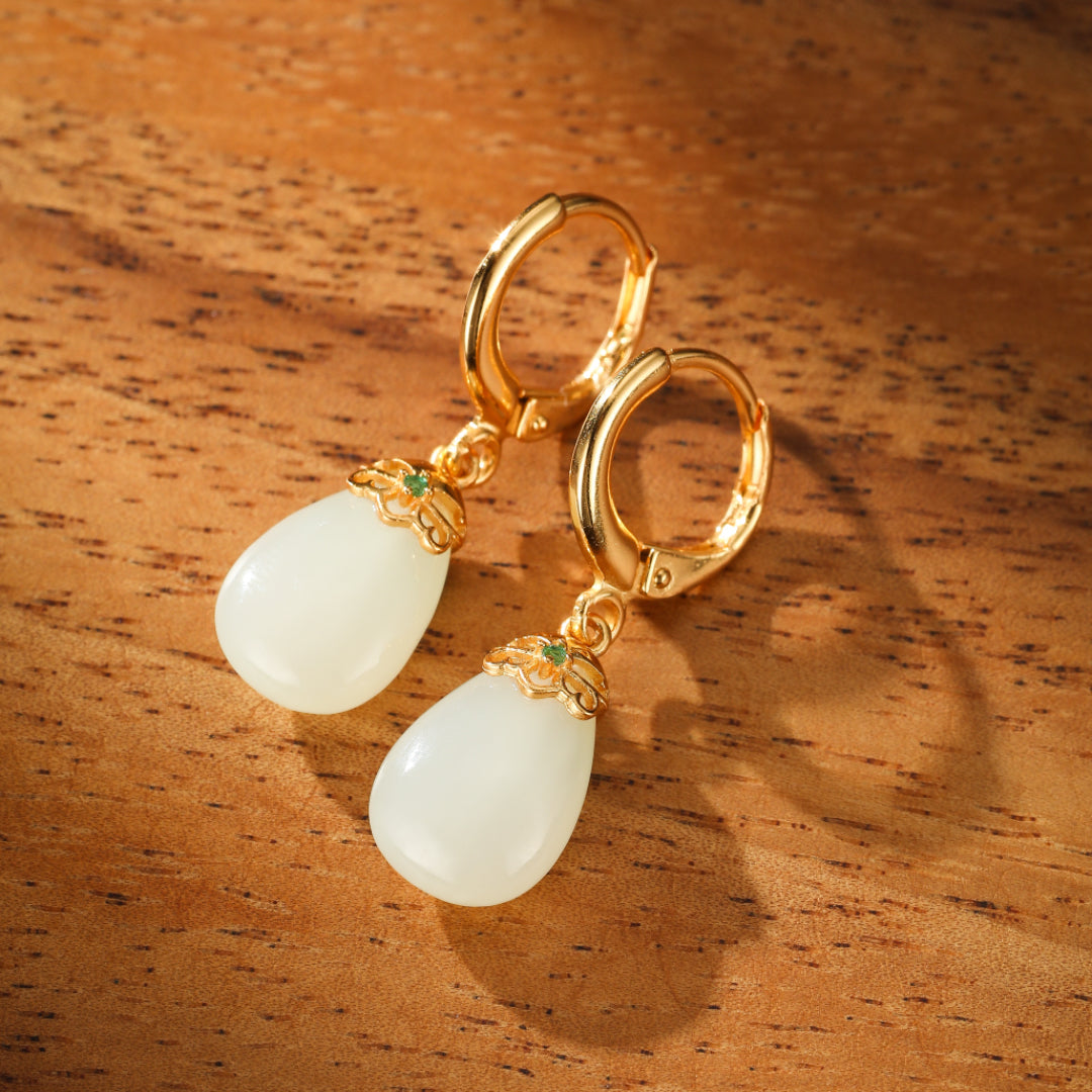 Jade Earrings – Soothing Aura, Gold Plated Silver