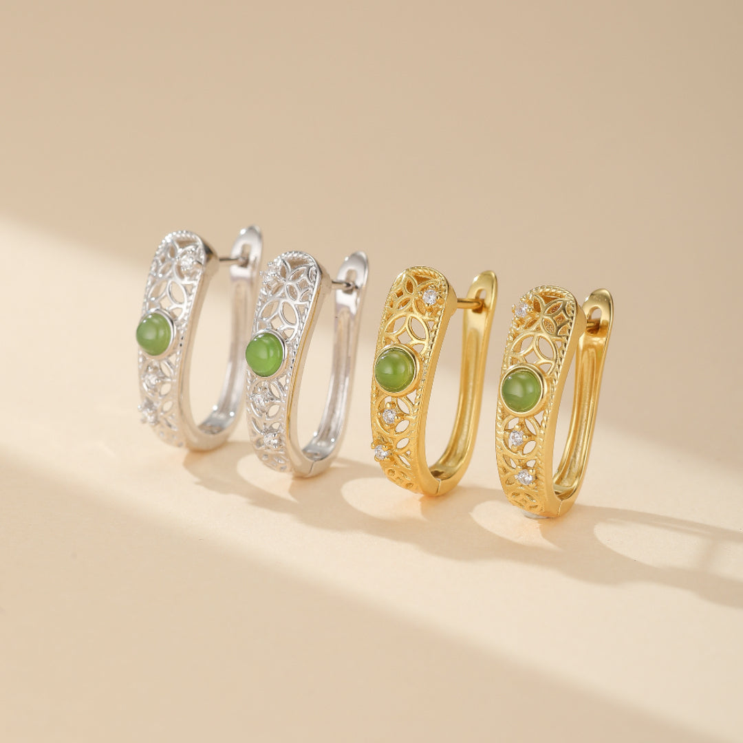 Jade Earrings – Imperial Elegance, Gold Plated Silver