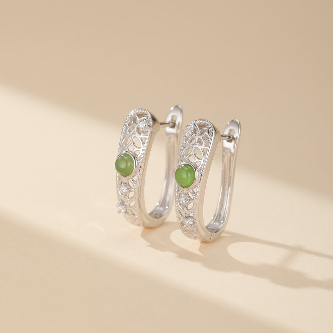 Jade Earrings – Imperial Elegance, Gold Plated Silver