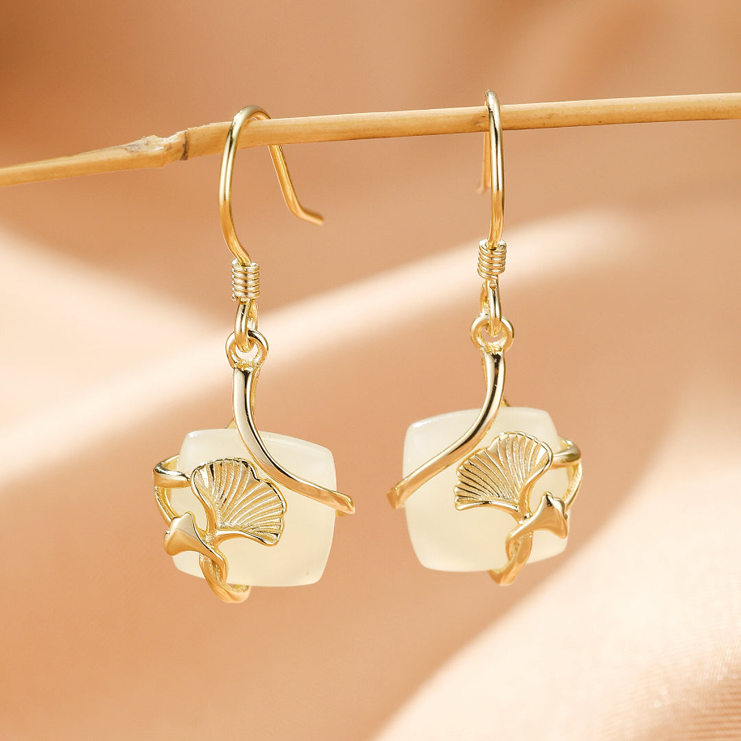 Jade Earrings – Heart Awakening, Gold Plated Silver