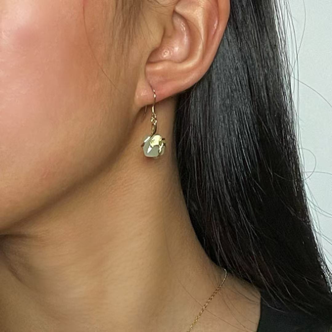Jade Earrings – Heart Awakening, Gold Plated Silver
