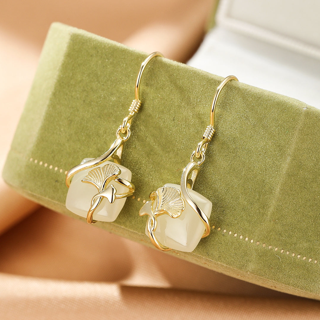 Jade Earrings – Heart Awakening, Gold Plated Silver