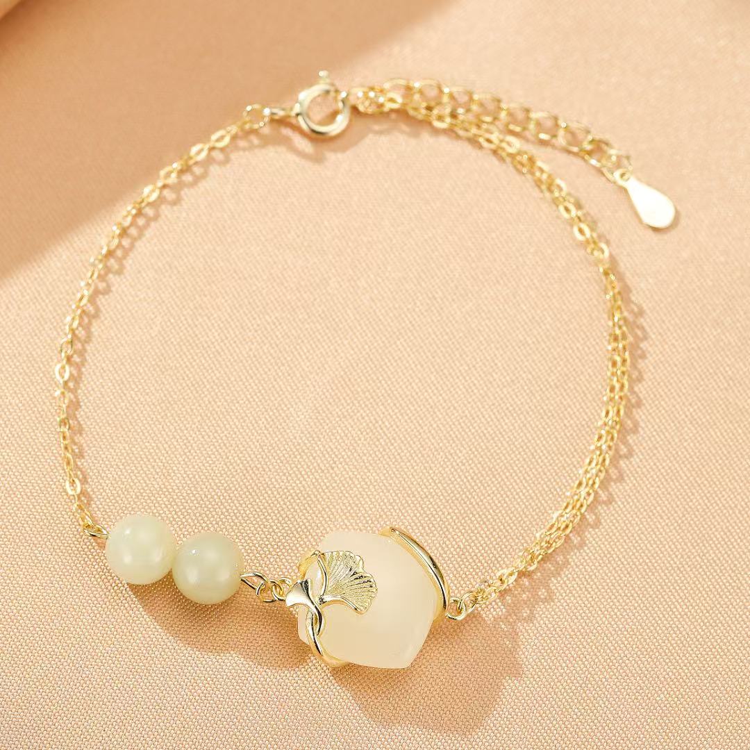 Jade Bracelet – Heart Awakening, Gold Plated Silver
