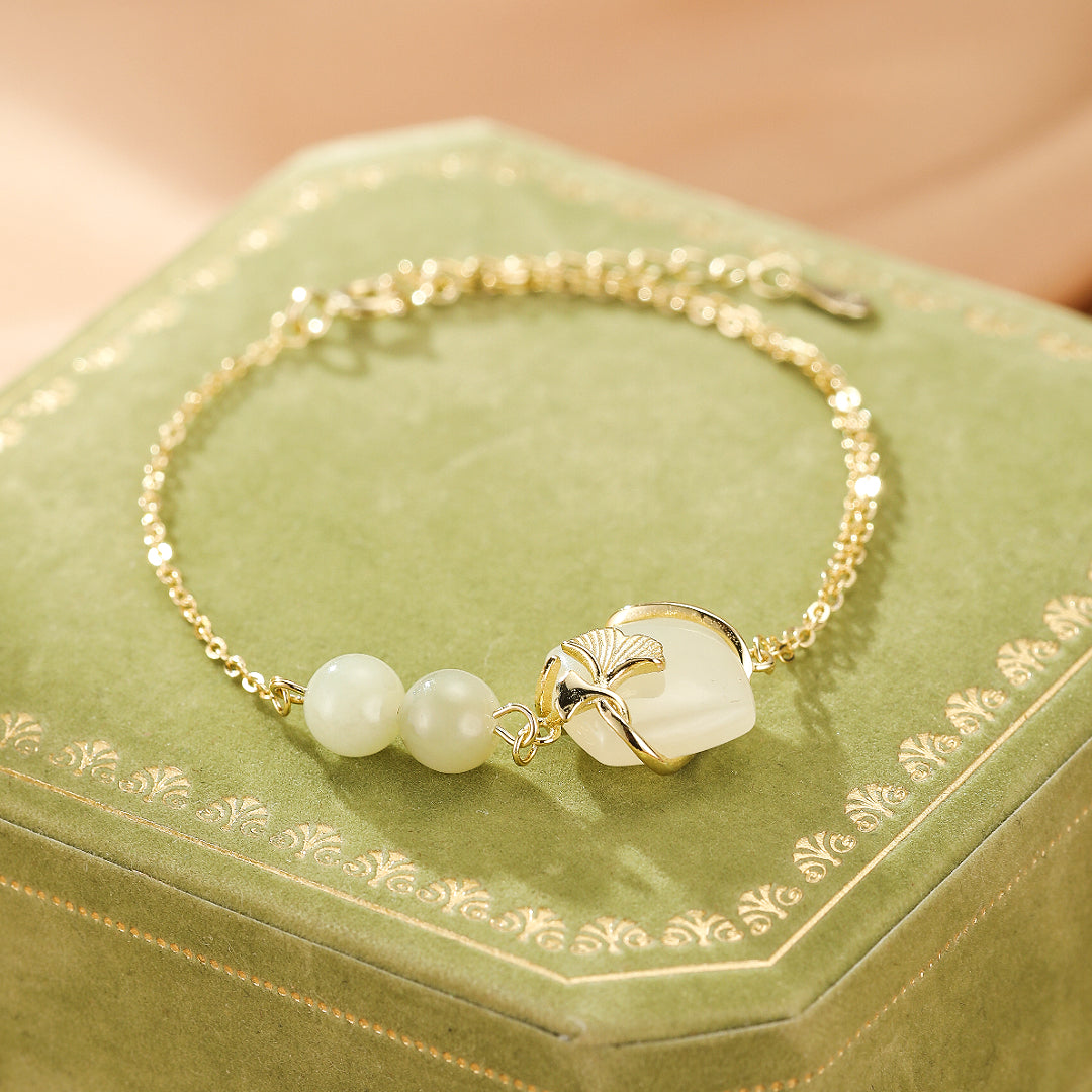 Jade Bracelet – Heart Awakening, Gold Plated Silver