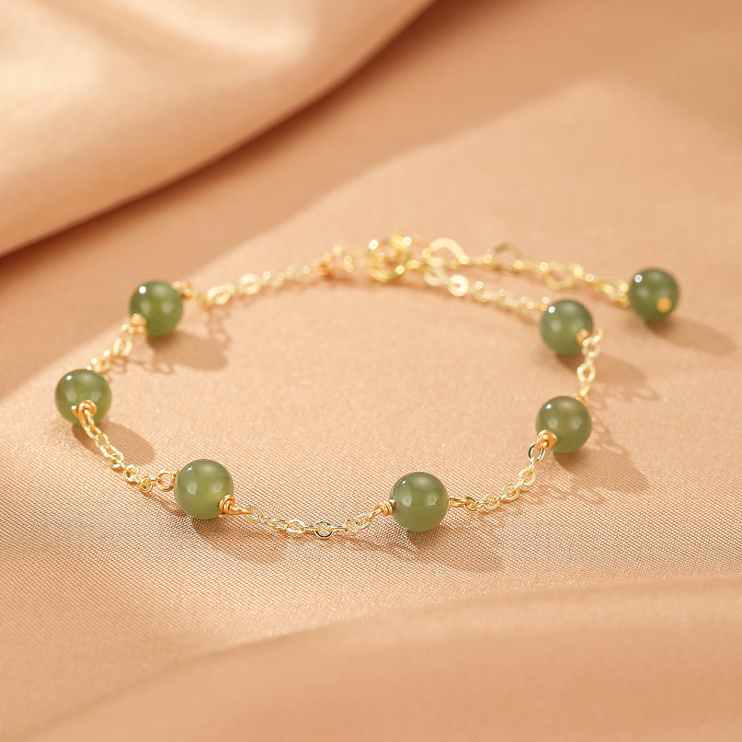 Jade Bracelet – Golden Harmony, 14K Gold Plated Silver
