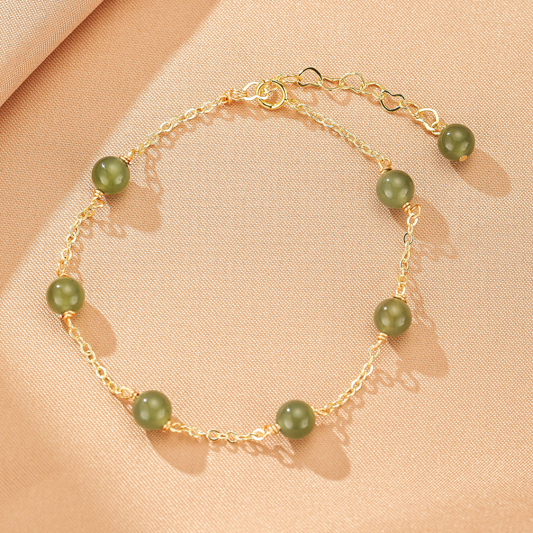 Jade Bracelet – Golden Harmony, 14K Gold Plated Silver