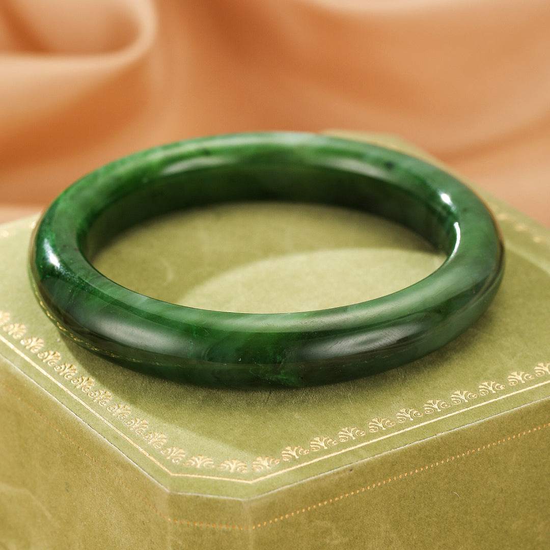 Jade Bangle Bracelet – Forest Green