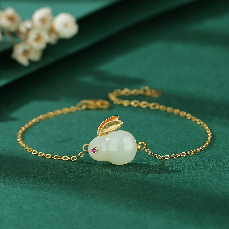 Jade Rabbit Bracelet - Wisdom, Gold Plated