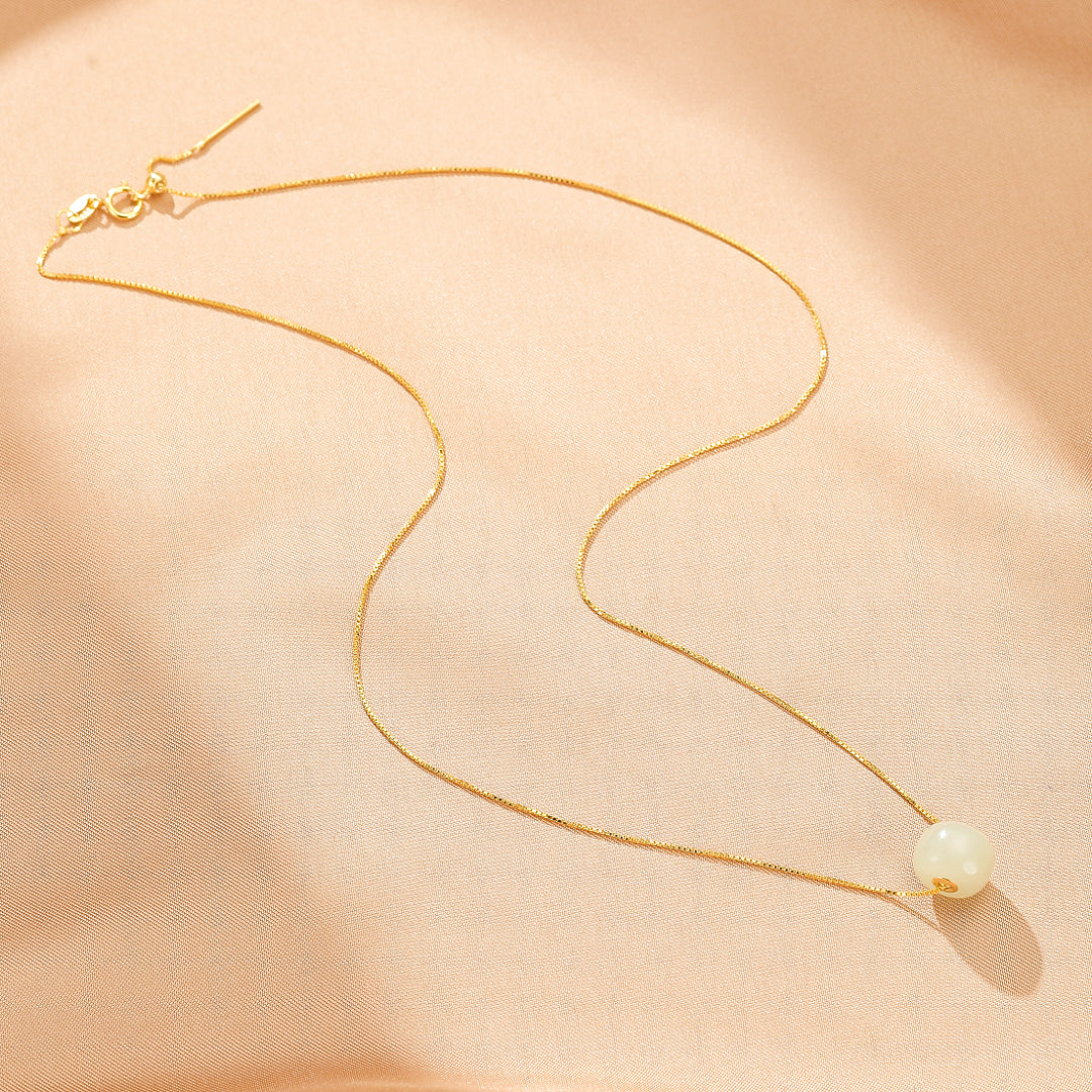 Jade Necklace – Subtle Harmony, Gold Plated Silver