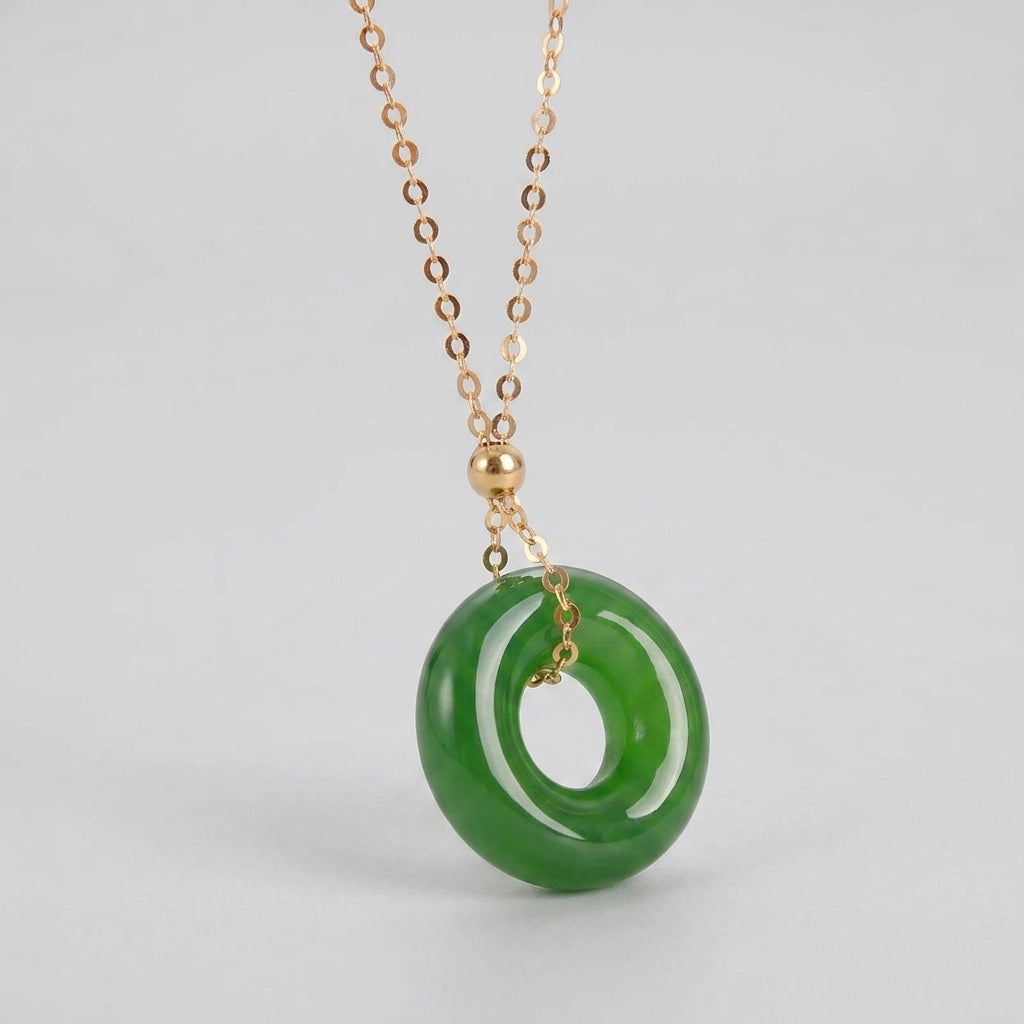 Haven — Green Jade Donut Pendant Necklace