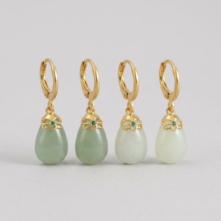 Reverie — White Jade Teardrop Earrings