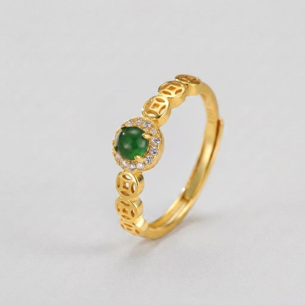 Windfall — Green Jade Coin Ring