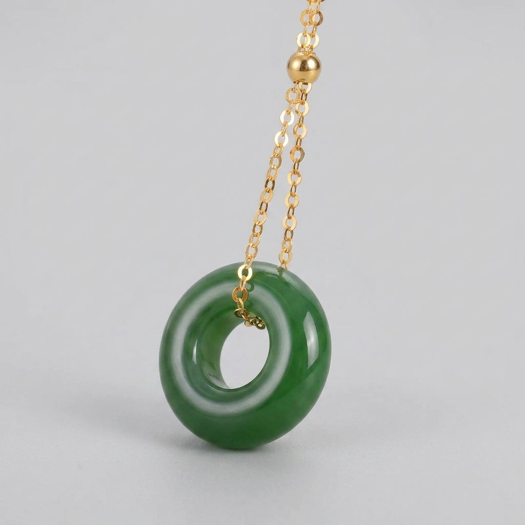 Haven — Green Jade Donut Pendant Necklace
