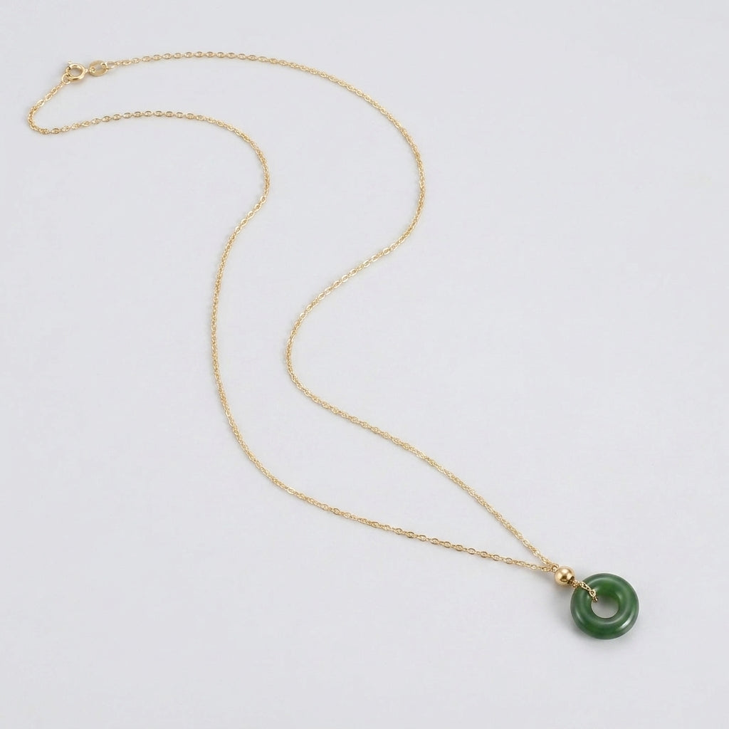 Haven — Green Jade Donut Pendant Necklace