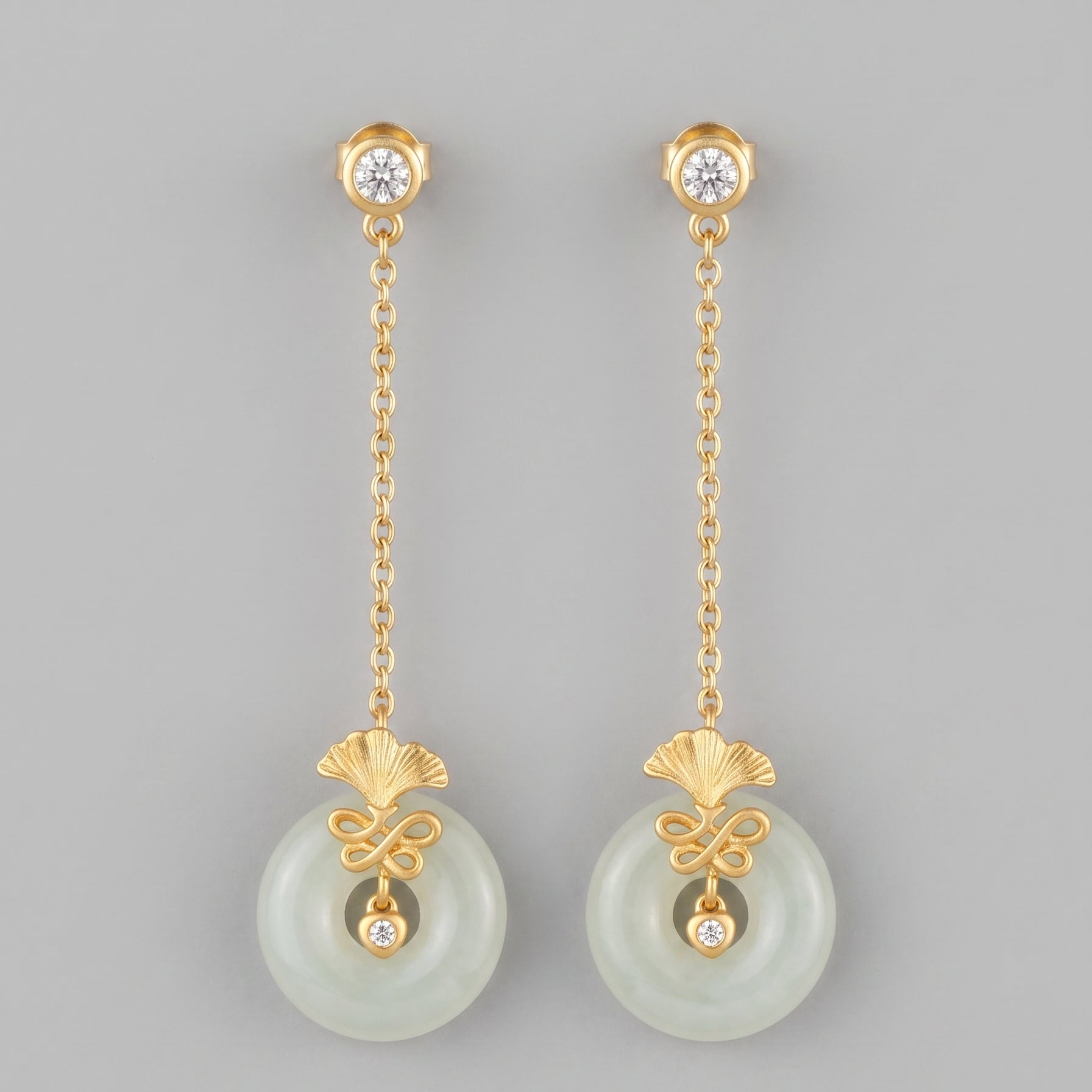 Charmed Life — Light Green Jade Donut Drop Earrings