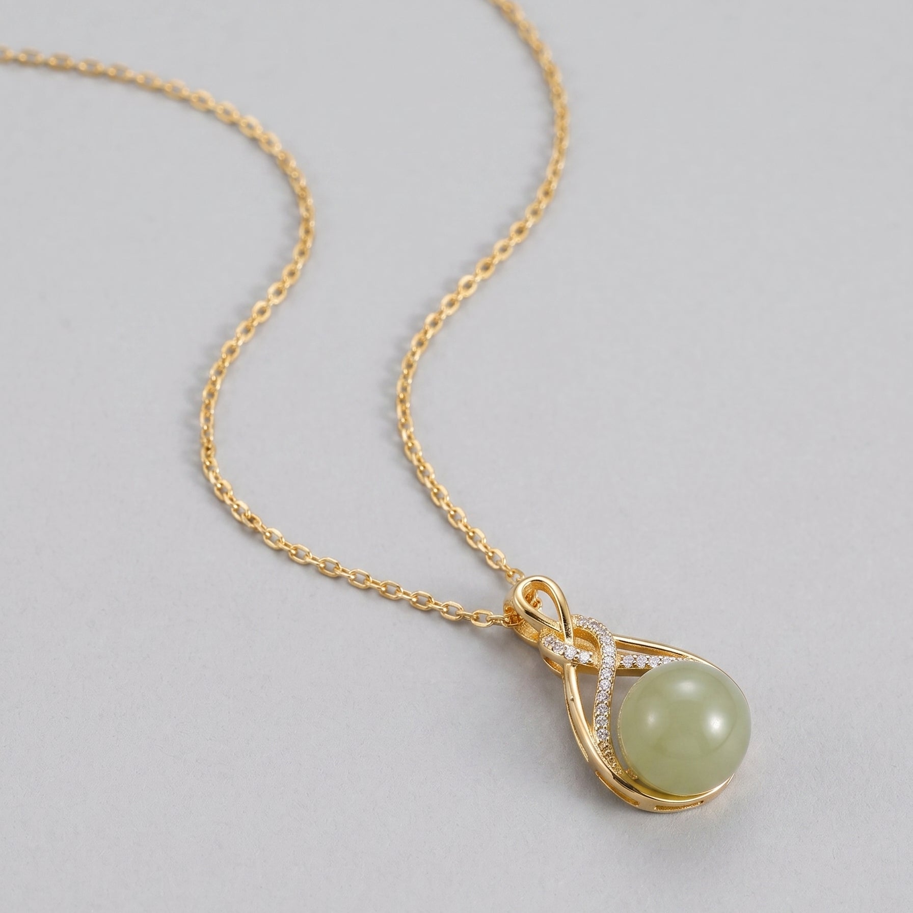Always — Light Green Jade Infinity Pendant Necklace