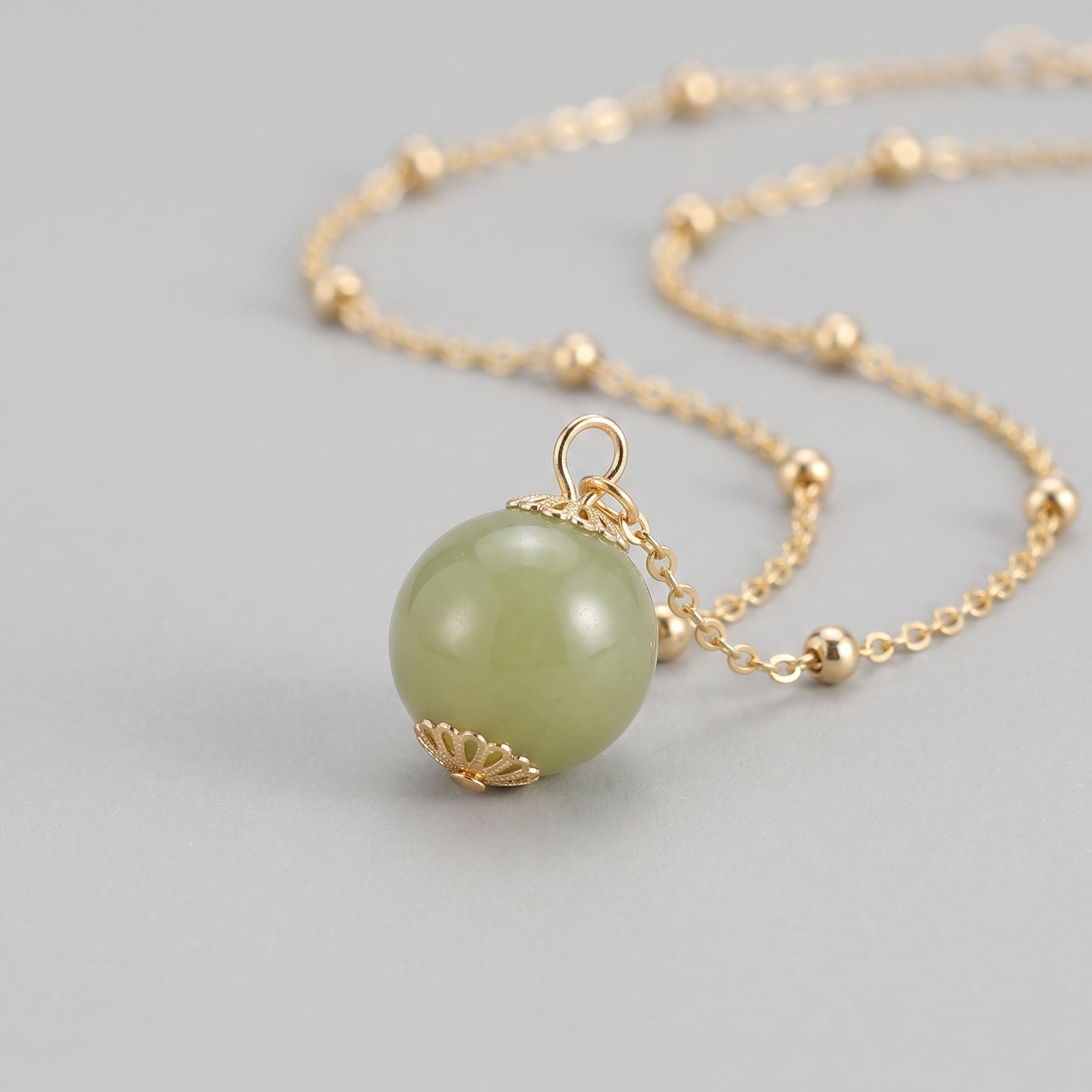 Confetti — Light Green Jade Pendant Necklace