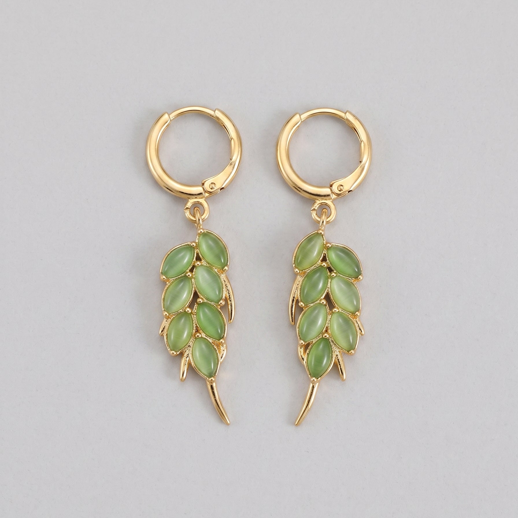 Taking Root — Green Jade Leaf Drop Earrings