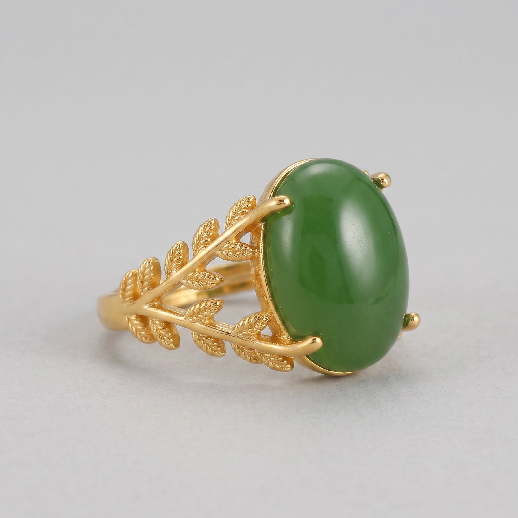 Grove — Green Jade Leaf Ring