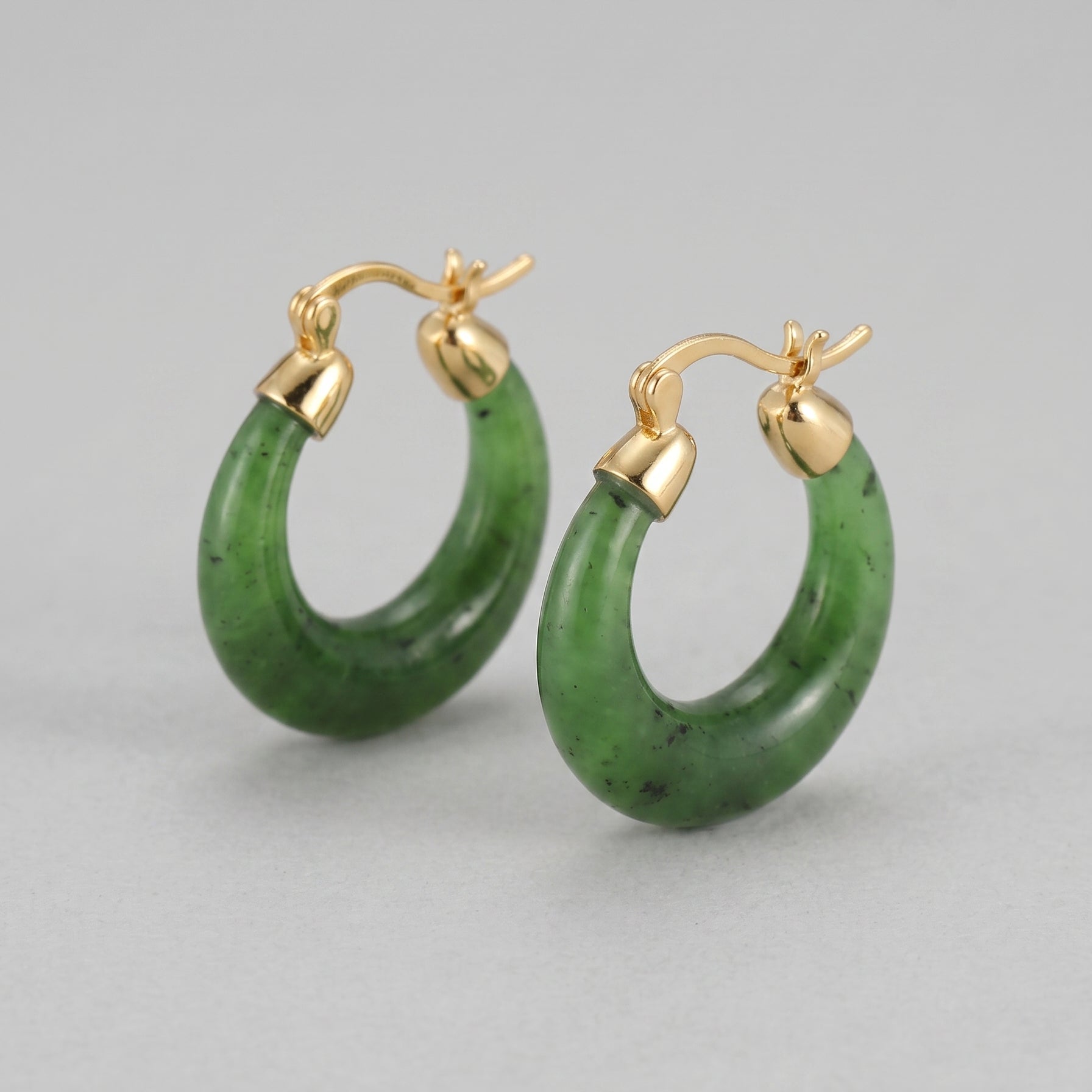 Carousel — Green Jade Hoop Earrings