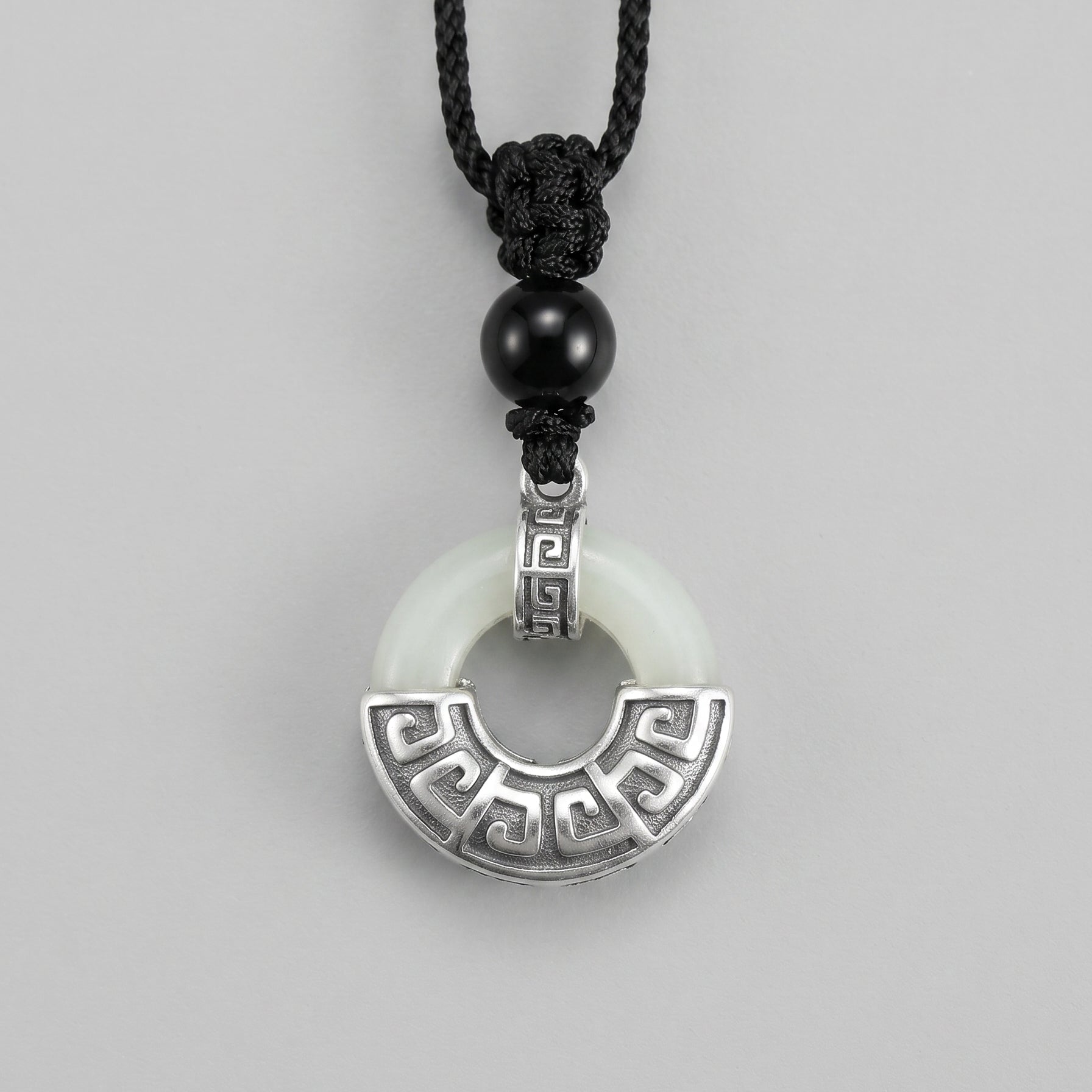 Sentinel — Light Green Jade Donut Pendant Necklace