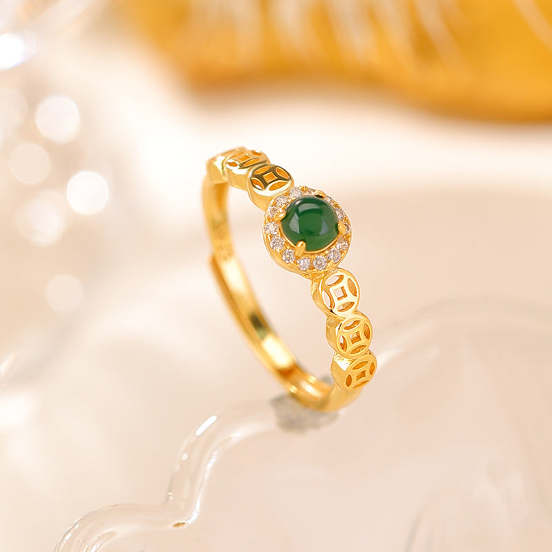 Windfall — Green Jade Coin Ring