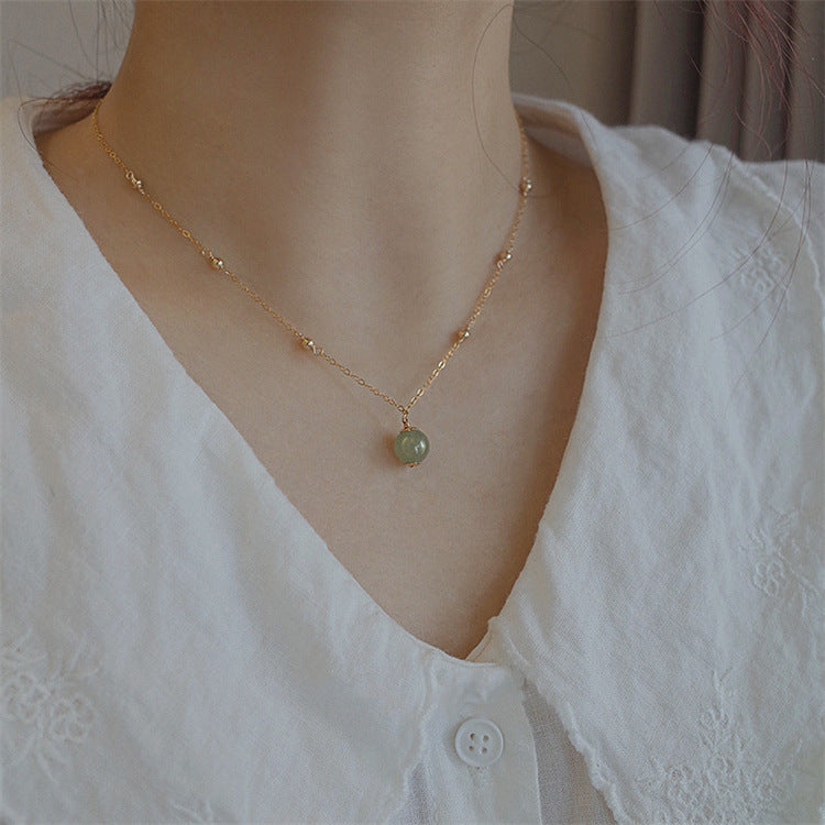 Confetti — Light Green Jade Pendant Necklace
