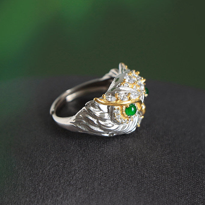 Night Watch — Icy Jade Owl Ring