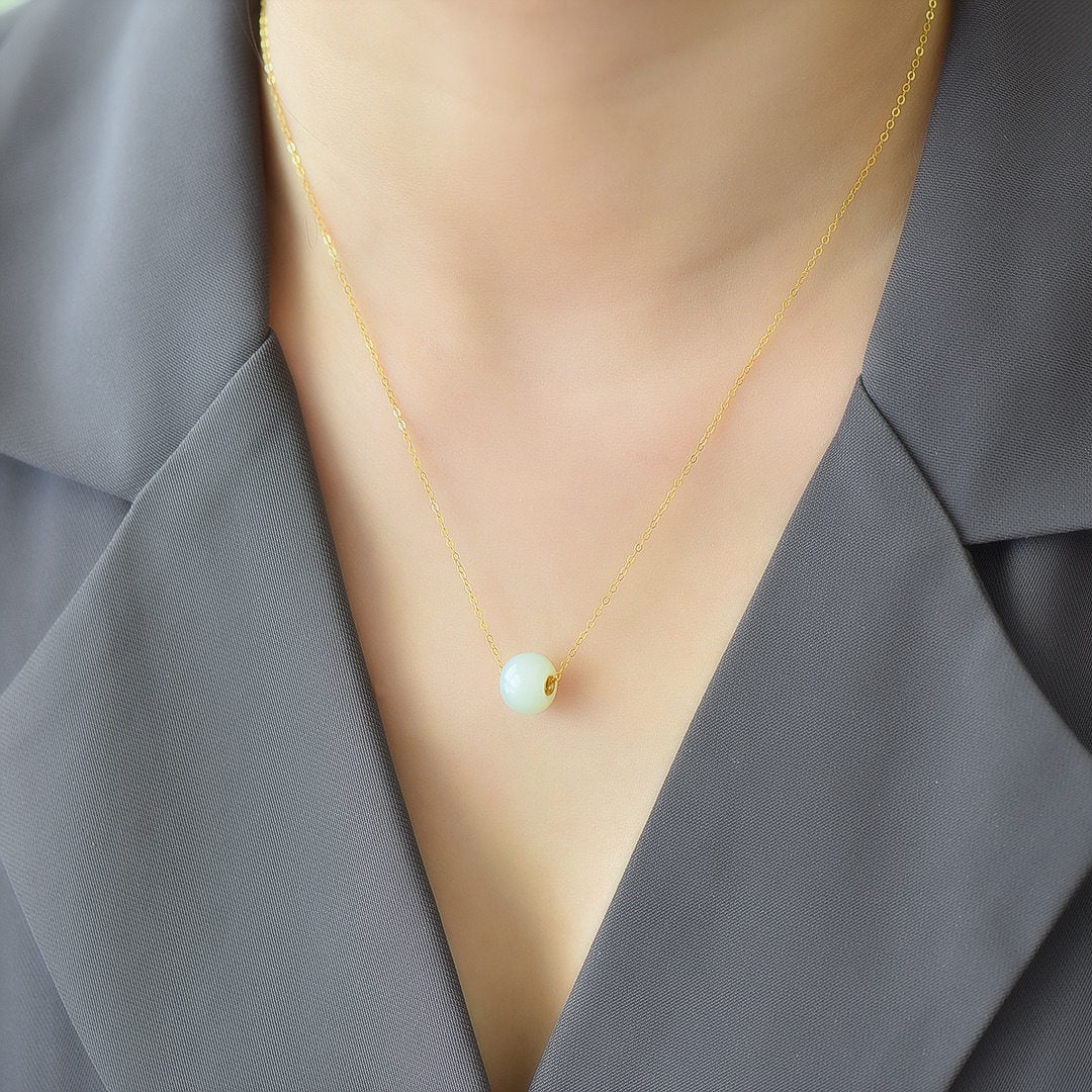 North Star — Light Green Jade Pendant Necklace