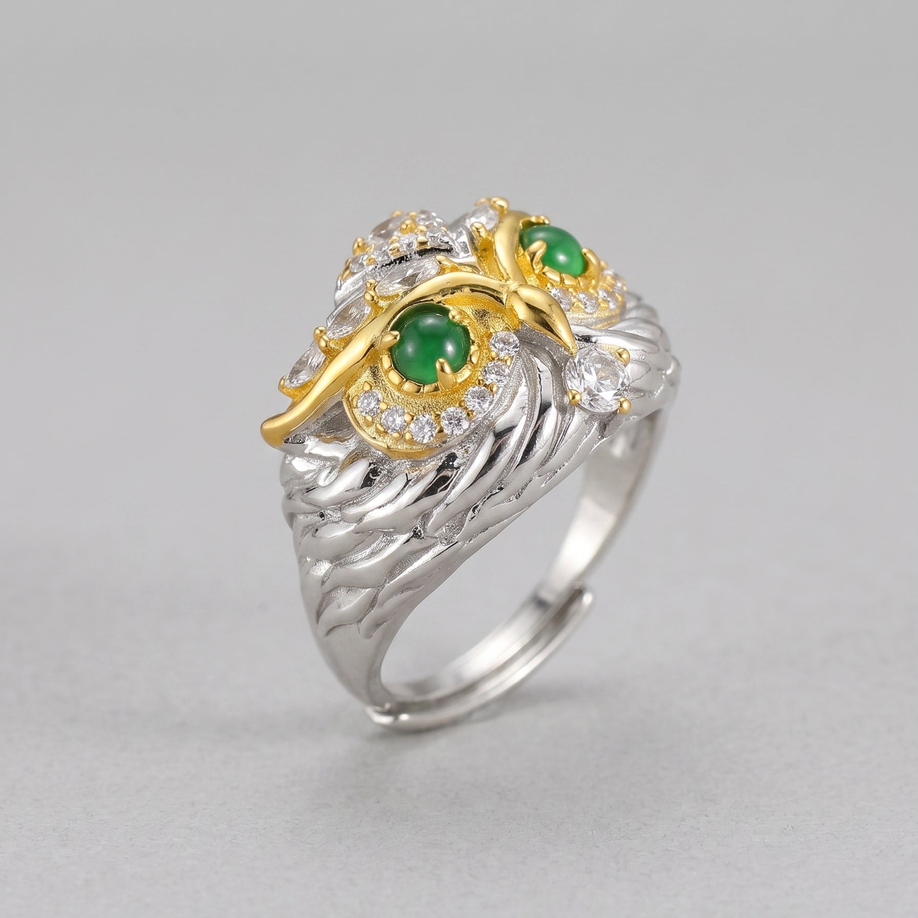 Night Watch — Icy Jade Owl Ring