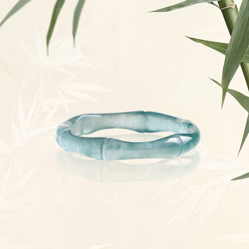After Rain Blue Jade Bamboo Ring with a bamboo stalk design