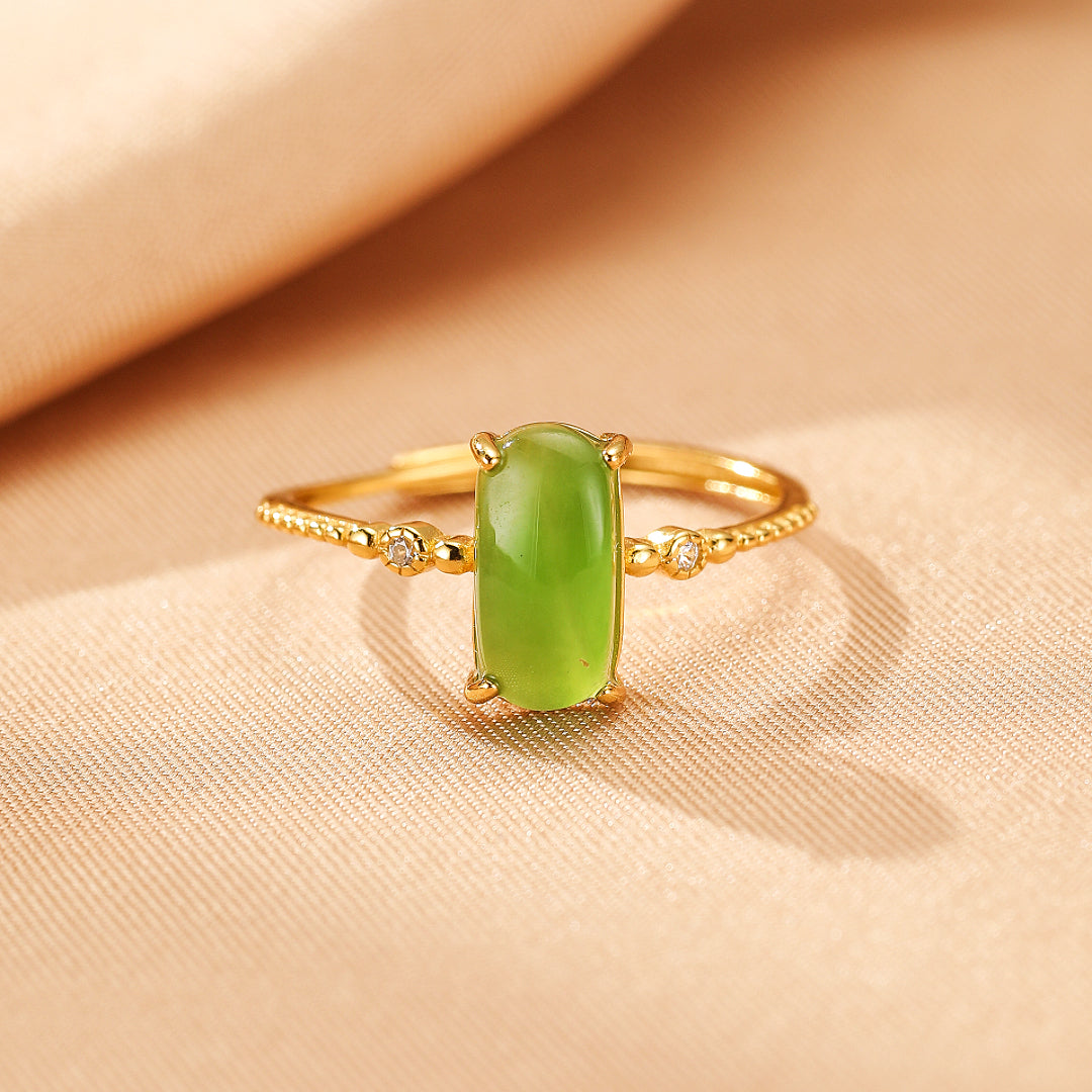 Jade Ring - Calming Aura, Gold Plated Silver