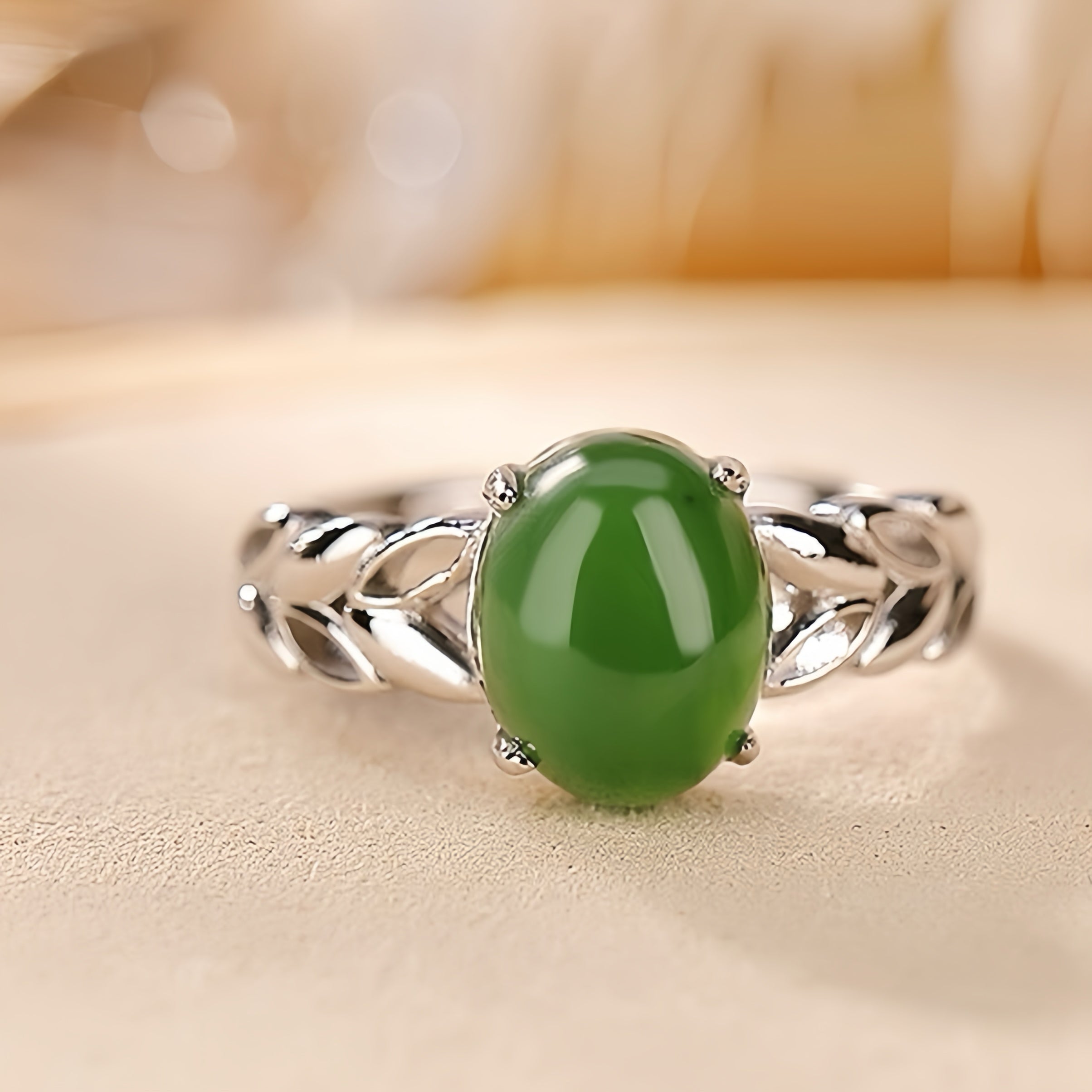 Jade Ring – Floral Sweetness, Gold Plated Silver