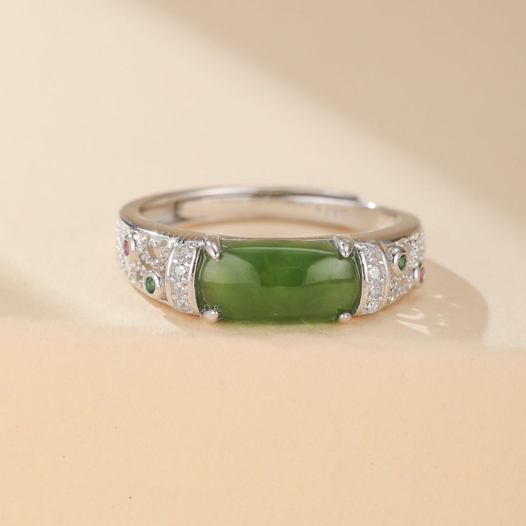 Jade Ring – Verdant Prestige, Gold Plated Silver