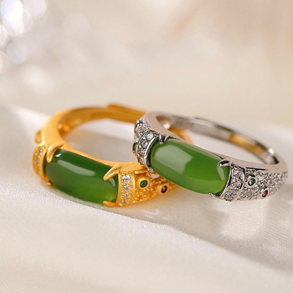 Jade Ring – Verdant Prestige, Gold Plated Silver