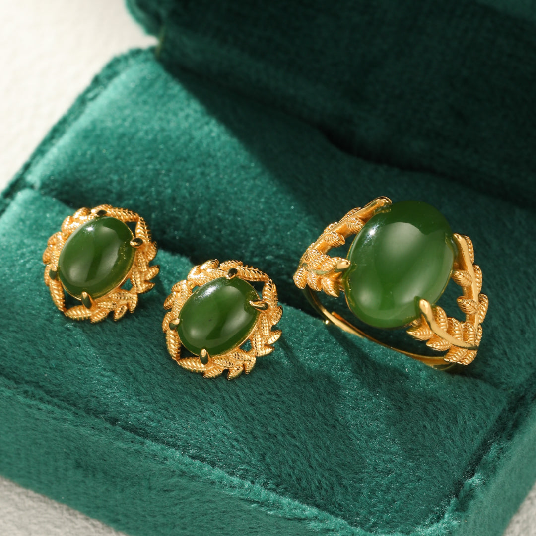 Jade Ring – Queen of Jade, Gold Plated Silver