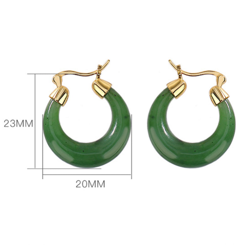 Jade Hoop Earrings – Serenity, Gold Plated Silver