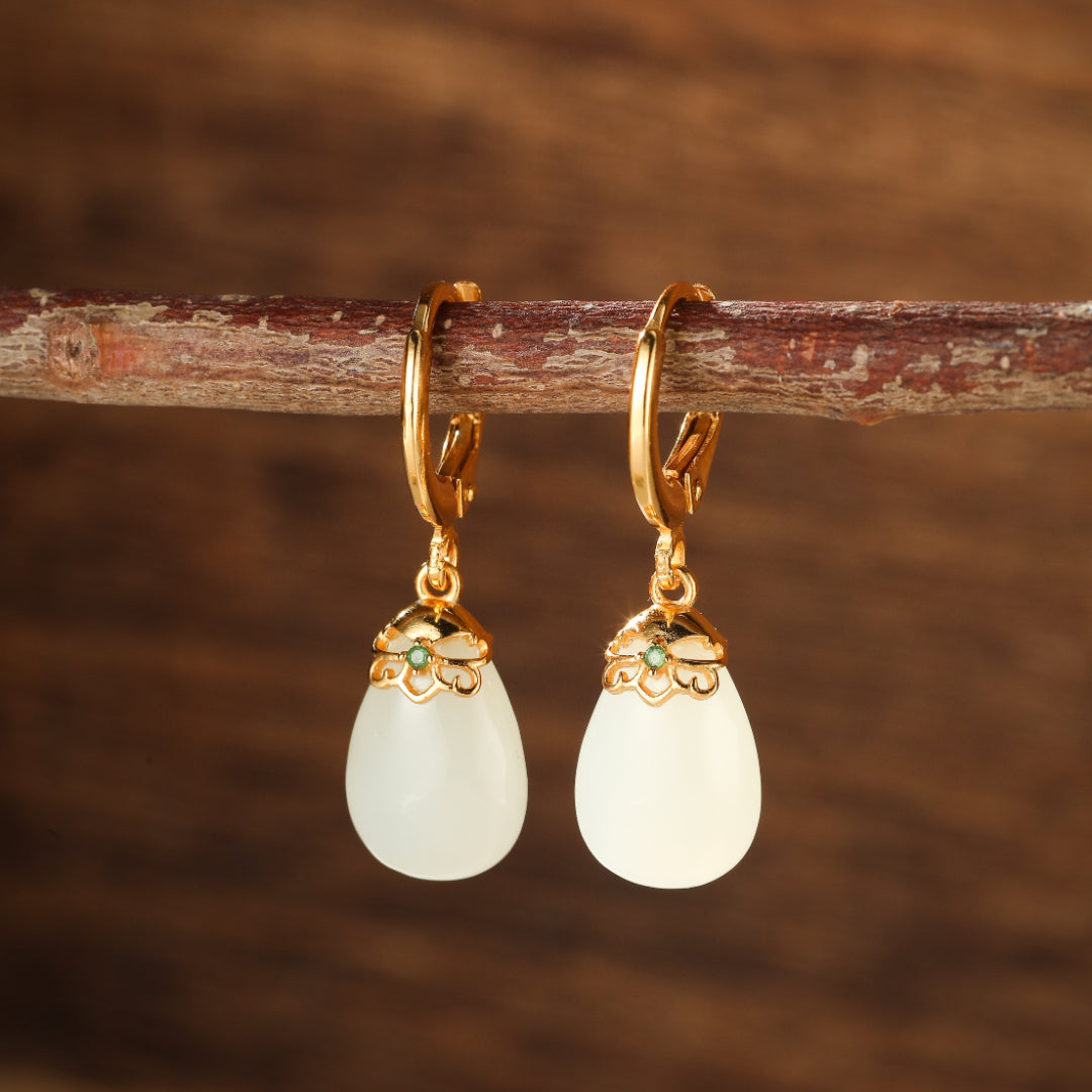 Jade Earrings – Soothing Aura, Gold Plated Silver