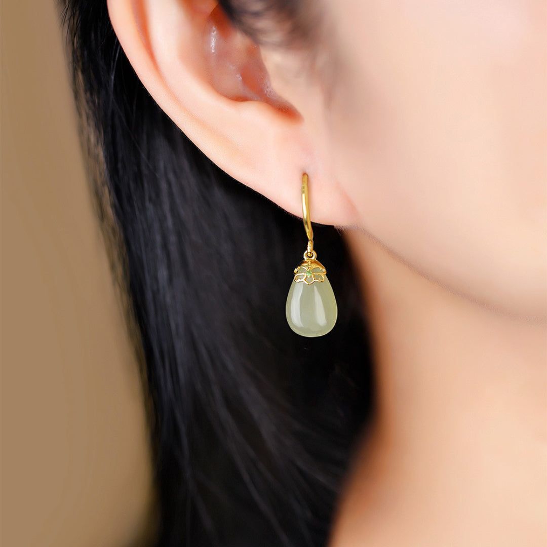 Jade Earrings – Soothing Aura, Gold Plated Silver