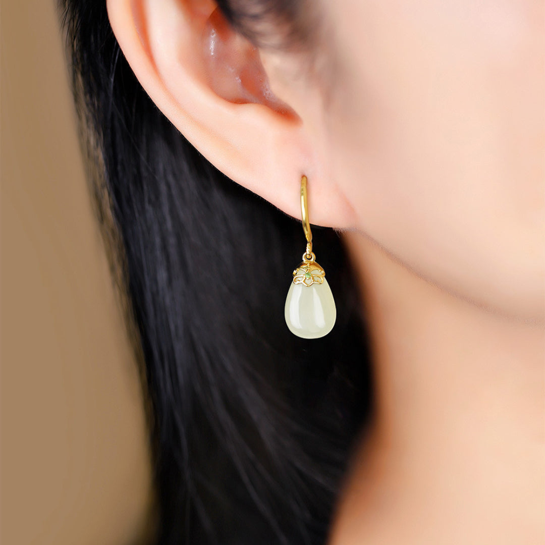 Jade Earrings – Soothing Aura, Gold Plated Silver