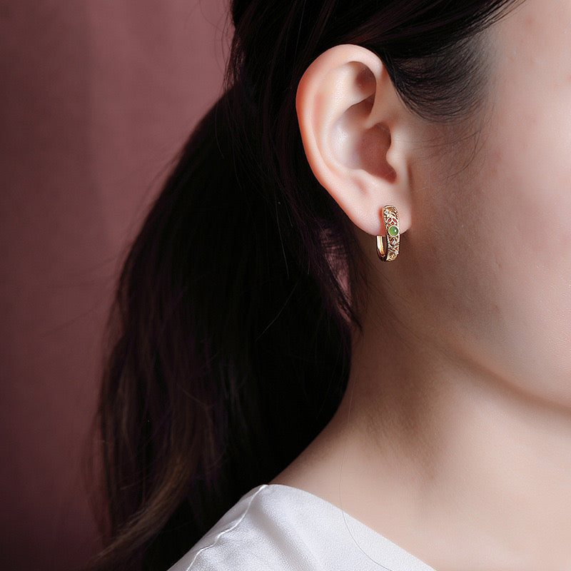 Jade Earrings – Imperial Elegance, Gold Plated Silver